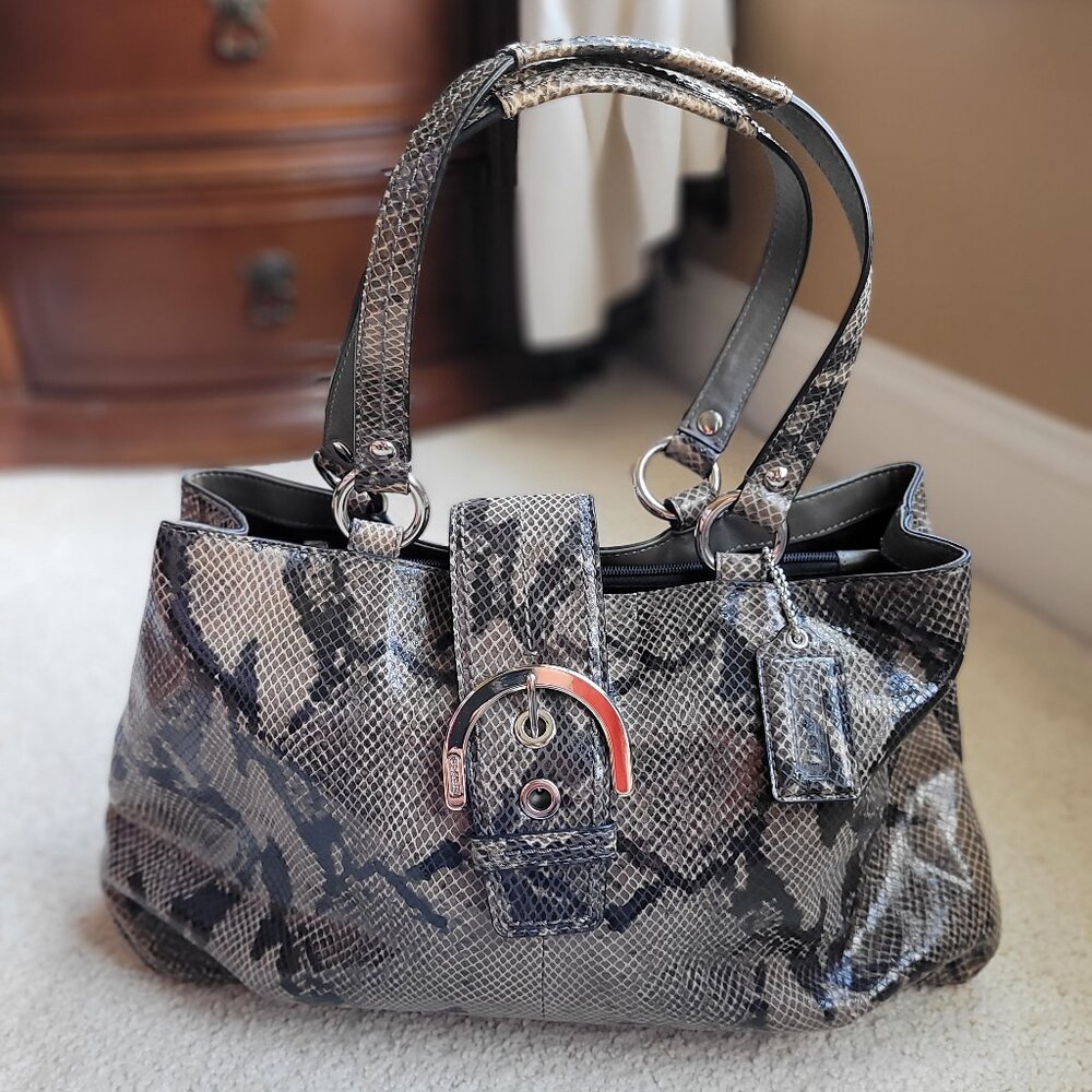 Coach Python Grey & Black Soho Shoulder Purse